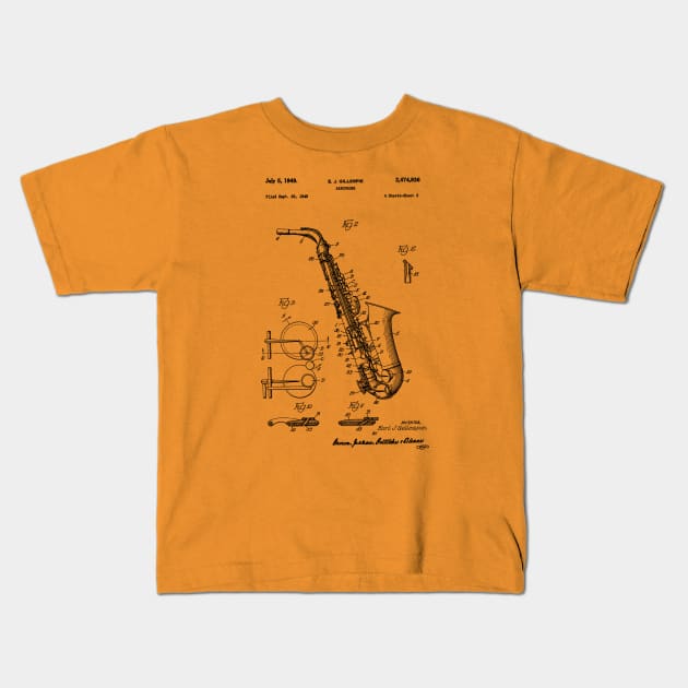 Saxophone Patent 1949 Kids T-Shirt by Joodls